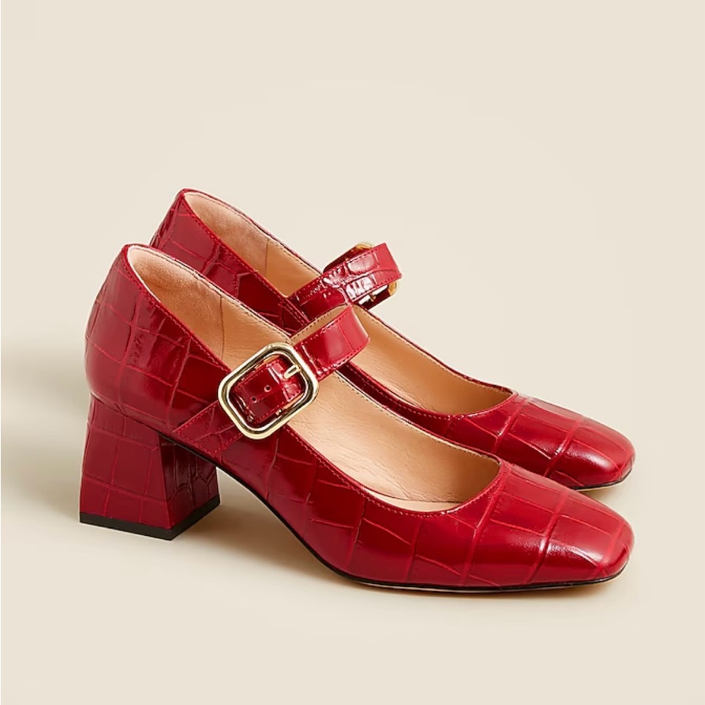 J. Crew Red Mary Jane Heels